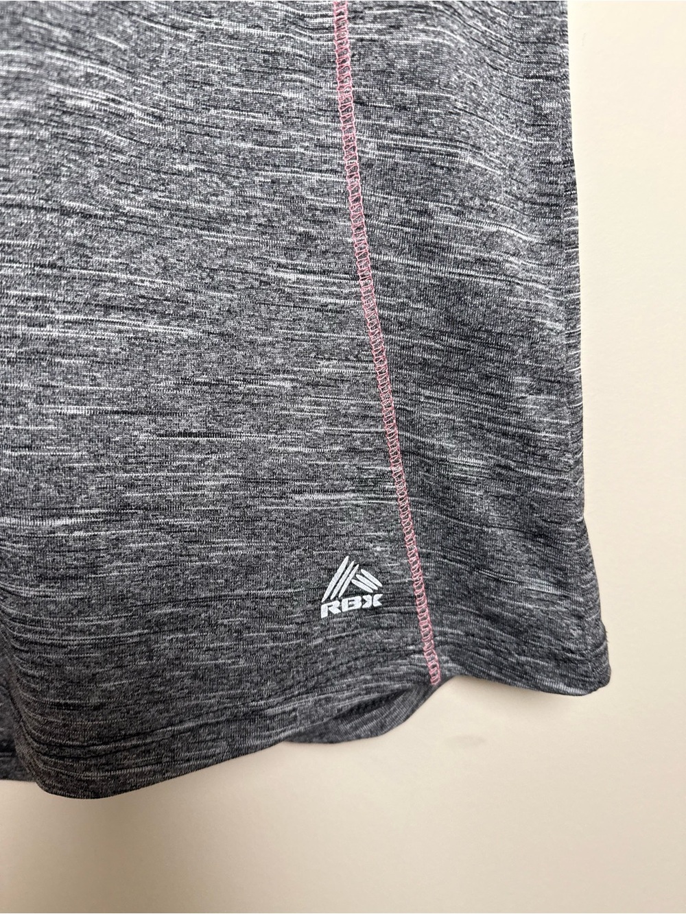RBX Gray Short Sleeve V-Neck Top with Pink Contrast Stitching - Picture 2 of 5